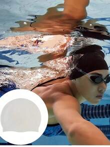1/10Pcs Premium Silicone Swim Cap For Adults & Teens, Waterproof Elastic Hat With Ear Protection, Fits Long & Short Hair, Windproof Warm For Winter. Anti-Slip High Elastic, No Deformation, Great For Pool, Beach, Surf, Diving, Fitness & Water Sports - Multiple Styles - View 6
