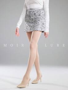MOIRÉALLURE 1pc Solid Color Suitable For Daily Life Basic Tights - Clear - View 3