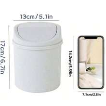 1pc Portable Desktop Trash Can With Lid, Space-Saving Flip Top Design, Durable Plastic Material, Suitable For Home, Office, Kitchen, Bathroom, Bedroom, Small Space Essential, Small Cylindrical Easy To Clean Trash Bin, Portable Workspace Waste Bin - B-Pink - View 5