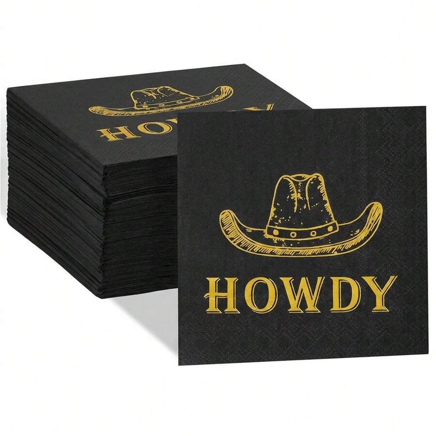 20/40/60入 西部派對餐巾紙 HOWDY 印花一次性雞尾酒餐巾紙,適用西部主題生日、Last Rodeo、單身派對用品、嬰兒淋浴裝飾 - 查看 1