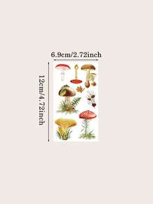 Tattoo Stickers, 2 Sheets/Set, Forest-Style Patchwork Mushroom Pattern Temporary Body Art Tattoos, Halloween Magic Style Decorative Stickers, Easy To Apply And Remove, Ideal Gift. - Brown - View 4