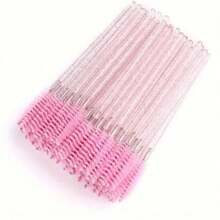 150/50 piezas Cepillos desechables para pestañas, cerdas de nailon tamaño S, aplicador de extensión de cejas sin aroma, mango de plástico ABS, adecuado para piel normal, juego de cepillos rosa y negro, cepillo para cejas y sombras de ojos, decoración de bodas, accesorios de baño - A - Ver 6