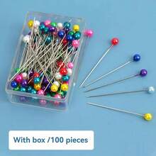 100/200/300Pcs Positioning Sewing Pins With Faux Pearl Heads, Straight Quilt Pins, Multi-Color Ball Head Pins, With Hanging Plastic Storage Box, Suitable For DIY Sewing Crafts, Clothing Making, Jewelry Decoration And Fabric Production. - Multicolor - View 23