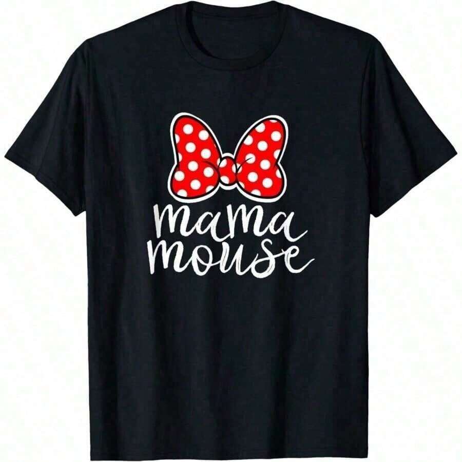 Camiseta de mamá divertida de la familia de Mama Mouse para mujeres, camisetas gráficas, camisetas para hombres, ropa de calle, camisa blanca, camisa negra, suelta y cómoda - Negro - Ver 1