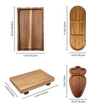 1 pièce Plateau de service rectangulaire en bois, plateau multifonction pour collations, desserts, café et thé, accessoire de cuisine, convient pour la cuisine, le café, le salon, cadeau idéal pour la fête des mères, la fête des pères, Noël, Thanksgiving, mariage et décoration de rassemblement familial - Voir 3
