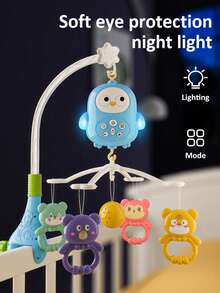 Baby Crib Mobile Toy Rattle With Rotatable And Adjustable Hanging Parts, Soft Light And Music Box, Cute Bird Design, Animal Teether Ring, Adjustable Volume, Ideal Toy For Babies, Perfect Gift And Bedding Decoration For Newborns - Multicolor - View 4