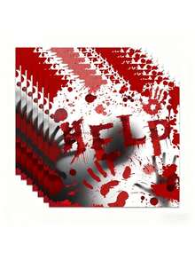 40pcs Halloween "HELP" Bloody Handprint Disposable Napkins, Disposable Paper Napkins With Bloody Handprints And Footprints, Halloween Horror Atmosphere Table Decor Suitable For Party Decoration, Halloween Decoration, Table Decoration, Halloween Christmas, New Year Decoration - Multicolor - View 3