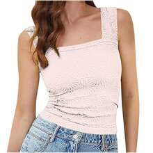 Women's Sleeveless Square Neck Jacquard Elastic Top Summer 2026 European-American - 杏色 - 查看 1