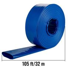 VEVOR Manguera de Descarga de 76 mm x 32 m Manguera Plana de Tela de PVC Manguera de Drenaje Resistente con Abrazaderas Resistente a la Intemperie para Piscina y Transferencia de Agua, Azul - 3"x100" - Ver 10
