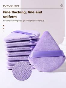 2 Colors Black Purple Beauty Sponge & Triangle Velvet Powder Puff Set Dry Wet Dual Use Makeup Blending Sponge For Foundation Concealer Loose Powder Cosmetic Tools - Purple - View 7