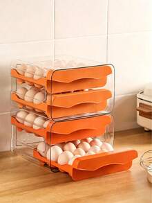 Caja de almacenamiento de huevos refrigerada de 32 rejillas de doble capa transparente, bandeja de huevos apilable para uso doméstico - Multicolor - Ver 5