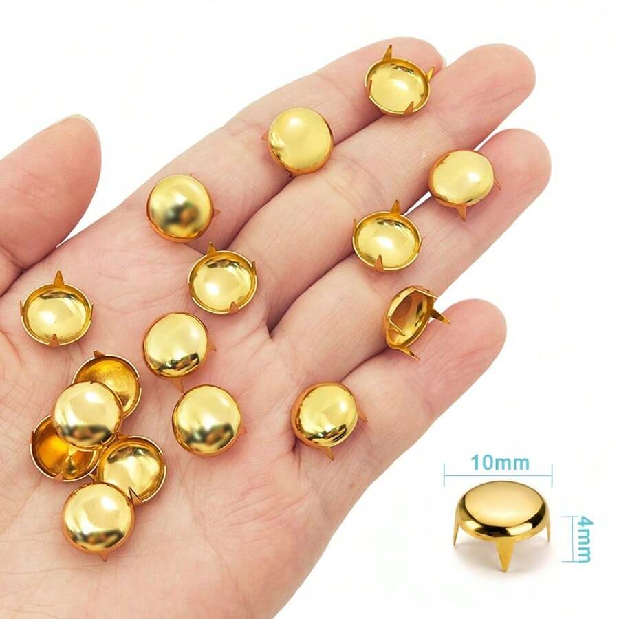 100入/包 10mm 金屬圓形四爪鉚釘 銀色皮革鉚釘 衣飾配件 包包 DIY - 多色 - 查看 1