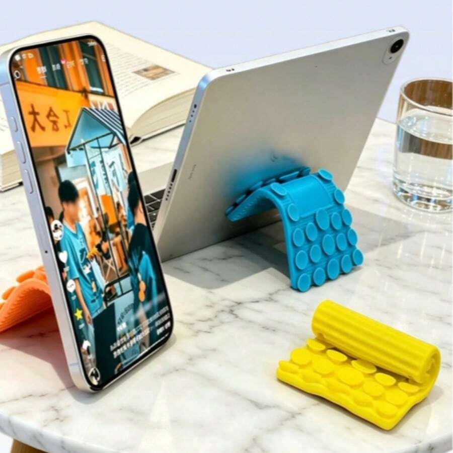 Versatile Flexible Silicone Phone Stand, Phone Accessory, Anti-Slip Hook And Loop, Multi-Function Portable Foldable Bracket - Multicolor - View 1