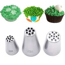 3pcs Stainless Steel Small Grass Icing Nozzle Set, Grass Cream Piping Nozzle, Seamless Icing Tip And Grass Tube Nozzle - Dishwasher , Sturdy And Durable, Suitable For Professional And Home Baking - Multicolor - View 7