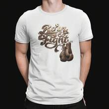 Camiseta Born to Fight, Tipografía de Guantes de Boxeo, Camiseta Deportiva, Camiseta de Boxeo 3D, Camiseta de Boxeo Vintage, Boxeo de la vieja escuela - Blanco - Ver 2