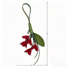 1pc Women's Leather Flower Bag Charm Keychain Gift, Handmade Red Lily Of The Valley Key Ring, Suitable For Daily Matching With Bags And Clothing Accessories - View 2
