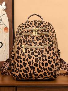 Mochila de mujer con estampado de leopardo de moda - Amarillo - Ver 9
