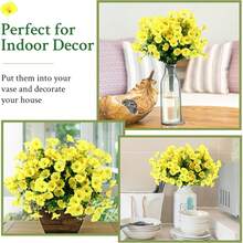 2pcs Artificial Morning Glory, Suitable For DIY, Office Decor, Mother's Day, Birthday And Valentine's Day Gifts, Room Decor, Home Beautification, Autumn Decor, Bedroom Decor, Wedding Decor, Garden Landscape, Outdoor Decor - Yellow - View 6