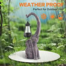 Bronze Elephant Lantern Garden Statue, Resin Hanging Lamp Decor For Patio Lawn Yard, IP44 Waterproof - 青銅象燈 - 查看 6