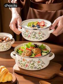 choxila 3pcs/Set Double-Handled Boiling Pot, Covered Stew Pot, Enamel Soup Pot, Household Multi-Functional Pot, Compatible With Induction Cookers And Gas Stoves, Scratch-Resistant And Durable, Suitable For Home Kitchens And Restaurants, Ramadan, Eid Al-Adha - View 2