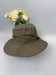1pc Men's New Drawstring Waterproof Bucket Hat, Windproof, Sun Protection, UV Protection, 3D Design, Foldable, Fashionable Versatile, Elegant Style, Soft Comfortable, Breathable, Multi-Functional, Flattering, Face-Slimming, Suitable For Beach, Outdoor, Hiking, Cycling - A - View 8