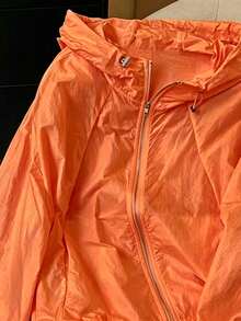 Women's New Summer White Loose Long Sleeve Zipper Hooded Lightweight Breathable UV Protection Jacket - Orange - View 5
