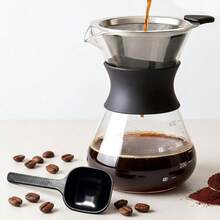 Alat Pembuat Kopi Tuang Kaca Reusable 13,5/20/27oz dengan Filter dan Sendok Takar Stainless Steel, Teko Penyaring Kopi Manual, Tidak Perlu Filter Kertas - MultiWarna - View 1