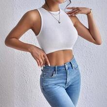 Popular Sleeveless Crop Top In European And American Style, Which Enhances The Figure, Modern And Sexy. - 白色 - 查看 2