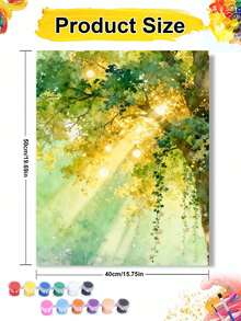 Golden Sunshine Forest Watercolor DIY Number Painting Craft, Adult Home Decor Wall Art, Holiday Gift Landscape Painting - Sets - View 10