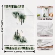 2pcs Foggy Pine Forest Pattern Kitchen Towels, Rectangular Microfiber Kitchen Towels, Dish Cloths, Scouring Pads, Hand Towels, Cooking Baking Tea Towels, Kitchen Decor, Housewarming Gift, Birthday Gift, Bathroom Cleaning Wipes, Decorative Towels - Multicolor - View 4