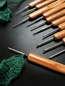 11pcs/Pack Carbonized Bamboo Handle Single Head Crochet Hooks, Bamboo Braiding Hooks For Braids And Dreadlocks - Beading Needles - Crochet Hook - View 5