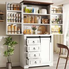 Tall Cabinet With Safety Tilt Mechanism And Snack Shelf, 4 Drawers And Adjustable Shelves, Unique - 白色 - 查看 1