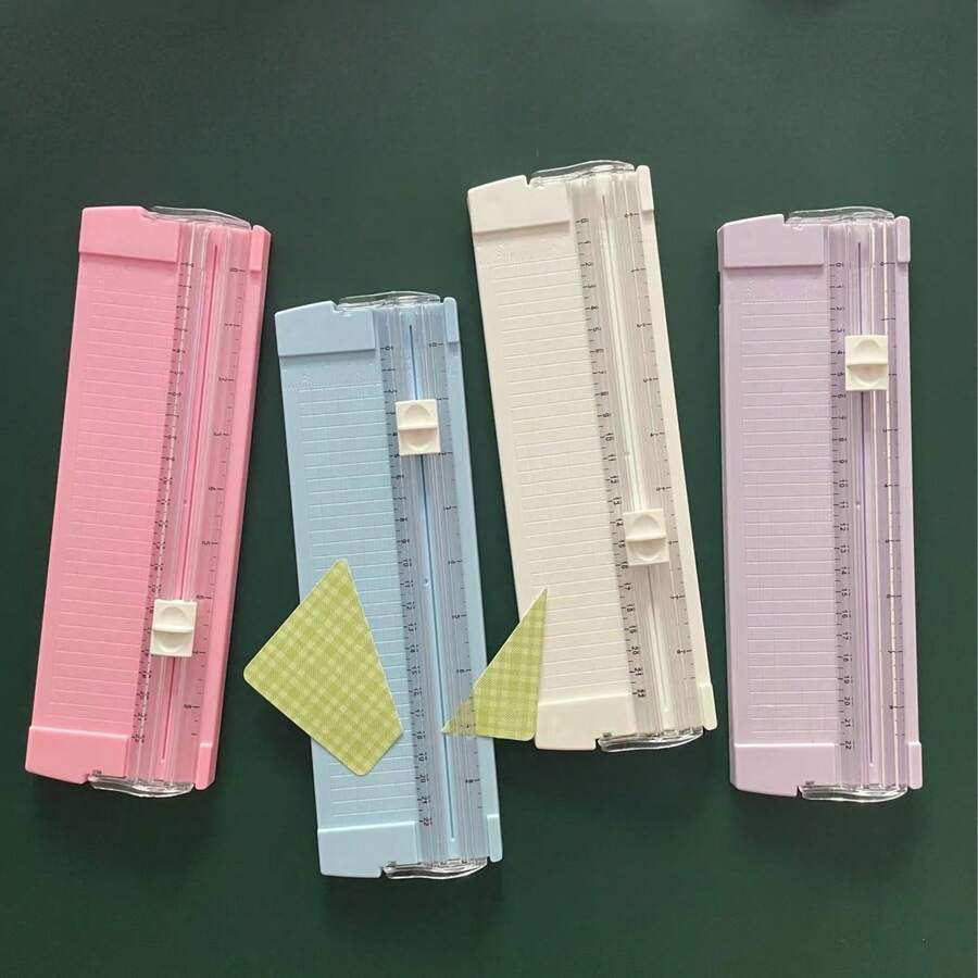 1pc Mini Guillotine Paper Trimmer, Desktop Paper Cutter With Safety Blade - PVC Material, Manual Operation (Multiple Colors) - Multicolor - View 1