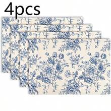 Rectangular Polyester Placemat, Blue And White Chinese Peony Floral And Blue Border Print, Waterproof Heat-Resistant Washable Table Decor Mat, Suitable For Table Decoration And Heat Insulation - Multicolor - View 16