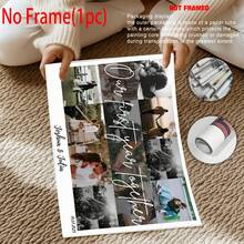 1pc Personalized Couple Anniversary Custom Poster, Suitable For Special Occasions Or Anniversary Celebrations, Custom Wall Art, Unforgettable Gift For Partner, 1st Anniversary Gift, Photo Customization, Customizable Content, Optional Frame - Multicolor - View 4