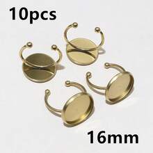 10pcs Stainless Steel Gold Color Adjustable Ring Settings Fit 6-25mm Glass Cabochon Blank Base Tray DIY Jewelry Making Accessories - Ring Blank Base - View 19