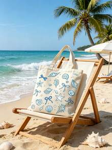 Bolsa de compras con tema de conchas marinas, bolsa de compras ligera y plegable, adecuada para compras y actividades diarias - Multicolor - Ver 7