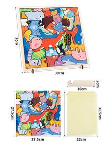 Puzzle Kayu 3D Hewan Kartun untuk Balita, Mainan Edukasi Jigsaw Asimetris untuk Melatih Koordinasi Mata dan Tangan - MultiWarna - View 11