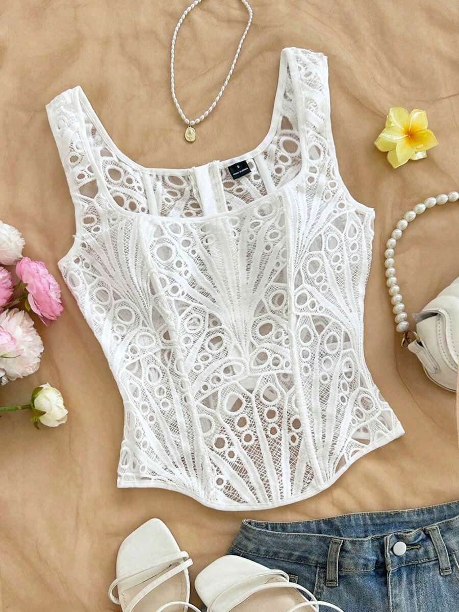 New Casual Spring/Summer Outfit For Vacation, Beach Wedding, Wedding Guest, Graduation, Brunch, St. Patrick's Day, Spring Break, Easter, Festival - 白色 - 查看 1