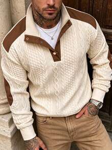 Spring/Autumn Men's Casual Minimalist Versatile Loose Sweatshirt, Suitable For Daily Lightweight Wear - Khaki - View 3