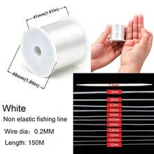 150-10M 0.2-0.8MM Negro/Blanco Transparente Cuerda de Pesca No Elástica Fuerte Cordón de Cuentas Hilo de Nylon Accesorios para Hacer Joyas Cuerda Decorativa - hilo de pescar no elástico - Ver 23