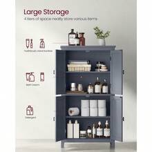 Bathroom Cabinet, Bathroom Cupboard, Kitchen Cabinet, With 4 Doors, Adjustable Shelves, 30 X 60 X 110 Cm, White MBBC552P31 - 米色 - 查看 5