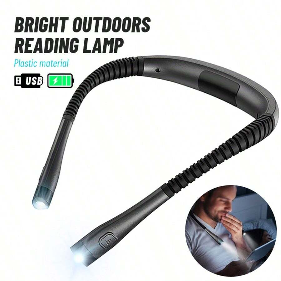 VOLACI USB Rechargeable Neck Hanging LED Flashlight, Hands-Free High Brightness Floodlight, 3 Lighting Modes + Adjustable Angle, Flexible Design, Suitable For Work Repair/Reading/Emergency/Outdoor Portable Lighting