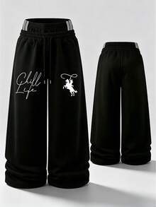 Men's Double Waistband Straight Leg Casual Fashion Pants, Summer Outdoor Hiking Minimalist Long Trousers - Black - View 1