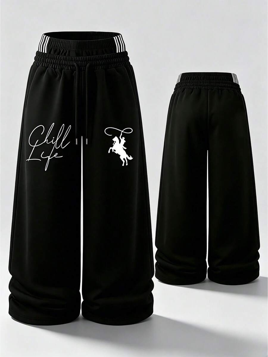 Men's Double Waistband Straight Leg Casual Fashion Pants, Summer Outdoor Hiking Minimalist Long Trousers - Black - View 1