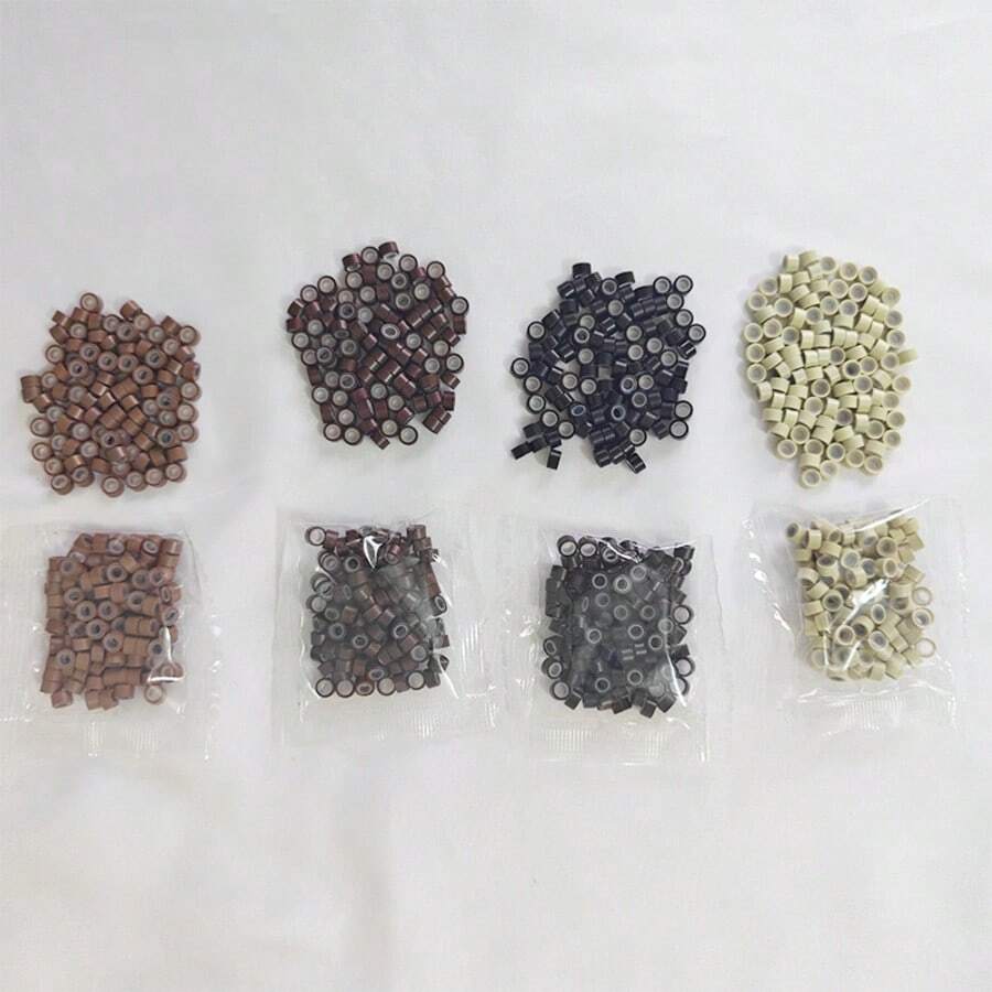 Clips para extensiones de cabello sin costuras, anillos para extensiones de cabello, extensión de rastas, herramientas invisibles para extensiones de cabello, anillos para extensiones de cabello sin costuras - Marrón oscuro - Ver 1