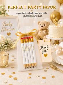 25支 Oh Baby 迷你木鉛筆，嬰兒派對遊戲用品、派對小禮品，適用於 Baby Shower 與性別揭曉派對 - 粉色 - 查看 7