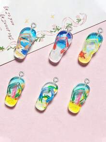 10/20/100 Stücke Sommer Eis Transparent Flip-Flop DIY Zubehör Handgefertigte Materialien Schuhschnallen Wasserflaschen Aufkleber Cremekleber Haarzubehör Harz Charms - Flip-Flops - Übersicht 7
