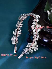 1pc Exquisite Rhinestone Decorated Headband For Women, Wedding, Celebration, Party, Vacation, Travel, Daily Accessory - Silver - View 4