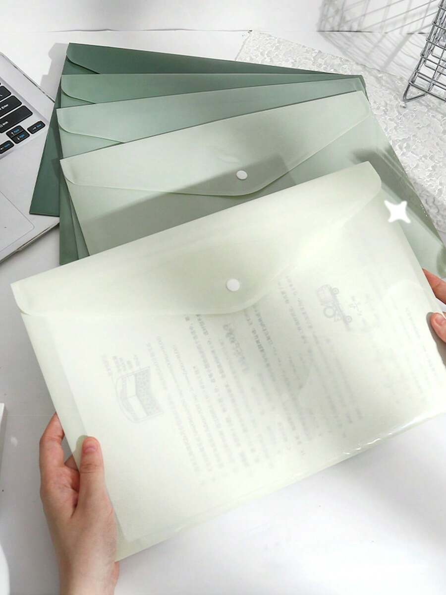 5件裝漸層色A4文件袋-純色大容量學生考卷與辦公文件收納袋,返校用品,返校季 - 多色 - 查看 1